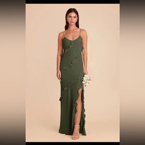 Birdy Grey Valentina - Olive Green Ruffle Dress
